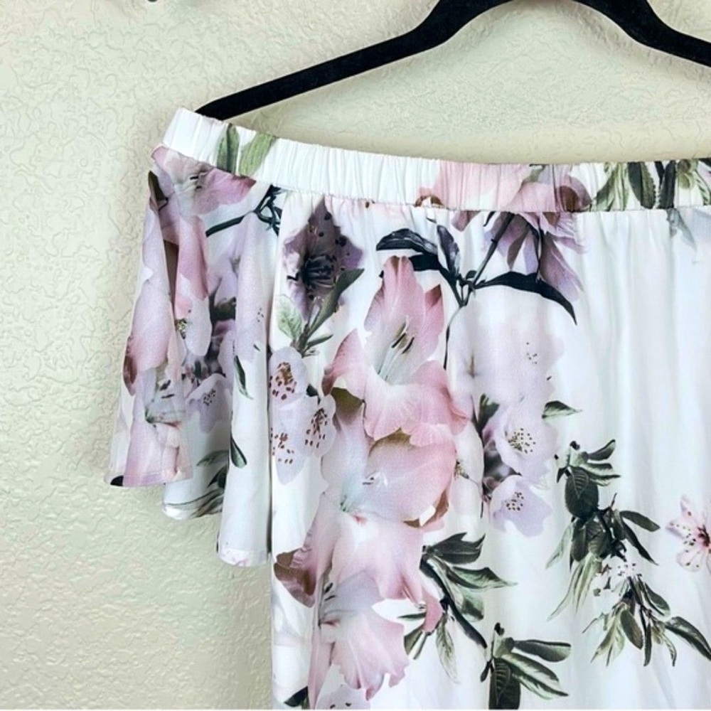 Lulus 'Dream Of You'  Ivory Floral Off The Shoulder Mini Dress